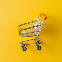 composición de compras carro o carretilla con regalo cajas o bolsas. ciber lunes ventas o compras día concepto por ai generado foto