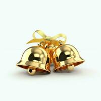 Decorative christmas ornament with christmas golden bells or jingle bells. Christmas decoration concept by AI Generated photo