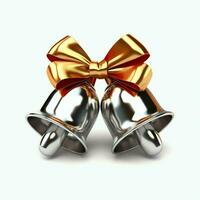 Decorative christmas ornament with christmas golden bells or jingle bells. Christmas decoration concept by AI Generated photo