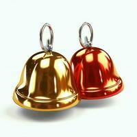 Decorative christmas ornament with christmas golden bells or jingle bells. Christmas decoration concept by AI Generated photo