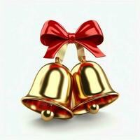 Decorative christmas ornament with christmas golden bells or jingle bells. Christmas decoration concept by AI Generated photo