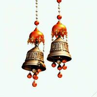 Decorative christmas ornament with christmas golden bells or jingle bells. Christmas decoration concept by AI Generated photo