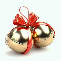 Decorative christmas ornament with christmas golden bells or jingle bells. Christmas decoration concept by AI Generated photo