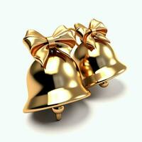 Decorative christmas ornament with christmas golden bells or jingle bells. Christmas decoration concept by AI Generated photo