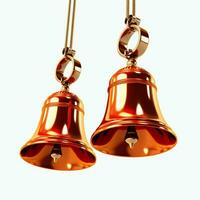 Decorative christmas ornament with christmas golden bells or jingle bells. Christmas decoration concept by AI Generated photo