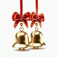 Decorative christmas ornament with christmas golden bells or jingle bells. Christmas decoration concept by AI Generated photo