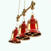 decorativo Navidad ornamento con Navidad dorado campanas o cascabeleo campanas Navidad decoración concepto por ai generado foto