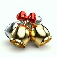 Decorative christmas ornament with christmas golden bells or jingle bells. Christmas decoration concept by AI Generated photo