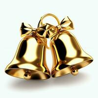 Decorative christmas ornament with christmas golden bells or jingle bells. Christmas decoration concept by AI Generated photo