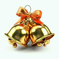 Decorative christmas ornament with christmas golden bells or jingle bells. Christmas decoration concept by AI Generated photo