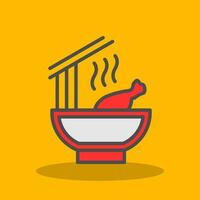 pollo fideos sopa vector icono diseño