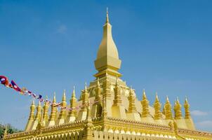 Pha That Luang or Great Stupa The Landmark of Vientiane City of Laos photo