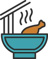 pollo fideos sopa vector icono diseño