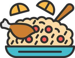 Chicken and Rice Vector Icon Design