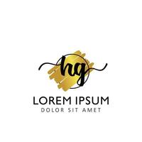HG Initial Handwriting gold Brush Template Design vector