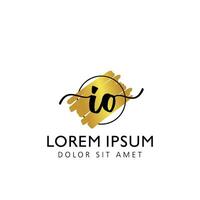 IO Initial Handwriting gold Brush Template Design vector