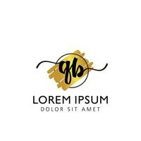 QB Initial Handwriting gold Brush Template Design vector