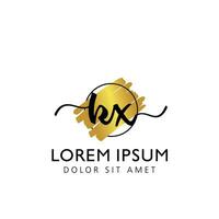 KX Initial Handwriting gold Brush Template Design vector