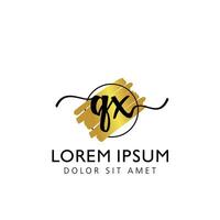 QX Initial Handwriting gold Brush Template Design vector