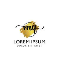 MQ Initial Handwriting gold Brush Template Design vector