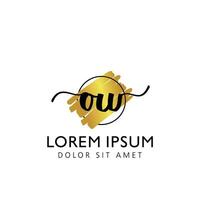 OW Initial Handwriting gold Brush Template Design vector