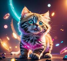 a cat playing ball, AI generated. photo