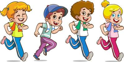 vector ilustración de niños corriendo carrera