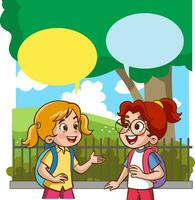 vector illustration of cute kids chatting
