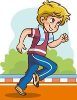 vector ilustración de niños corriendo carrera