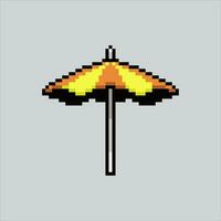 Pixel art illustration Umbrella Beach. Pixelated Umbrella beach. Umbrella beach icon pixelated for the pixel art game and icon for website and video game. old school retro. vector