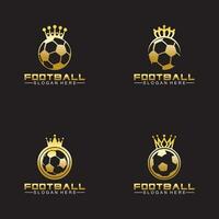 Luxury golden football king logo design on isolated black background vector
