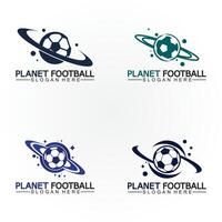 Planet football or planet soccer logo vector template