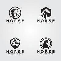 Black horse head silhouette logo vector illustration