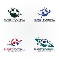 Planet football or planet soccer logo vector template