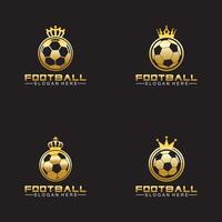 Luxury golden football king logo design on isolated black background vector