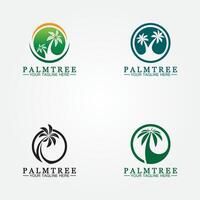 Ilustración de vector de plantilla de logotipo de verano de palmera