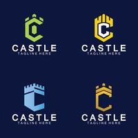 plantilla de diseño de icono de logotipo de castillo de letra c vector