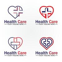 salud cuidado o médico corazón logo diseño modelo vector