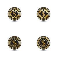 Gold coin with dollar sign illustration. vector dollar coin icon isolated on white background