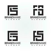 Alphabet letters monogram logo FS  elegant and Professional black color letter icon design vector