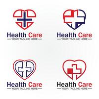 Health care or medical heart logo design template vector