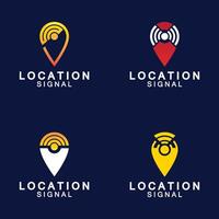 Pointer map with wifi internet signal location connection icons logo design vector