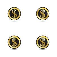 Gold coin with dollar sign illustration. vector dollar coin icon isolated on white background
