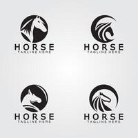 Black horse head silhouette logo vector illustration