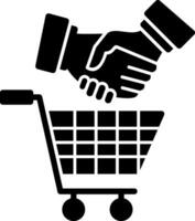 compras apretón de manos vector icono diseño