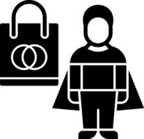 Shopping Superhero Vector Icon Design