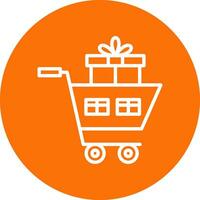 Shopping Cart with Gifts Vector Icon Design