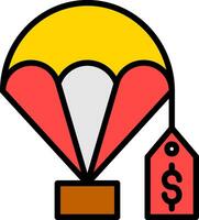 precio etiqueta paracaídas vector icono diseño