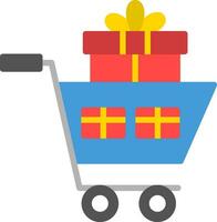 Shopping Cart with Gifts Vector Icon Design