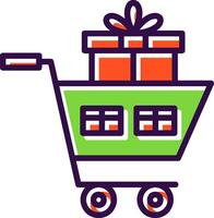 Shopping Cart with Gifts Vector Icon Design